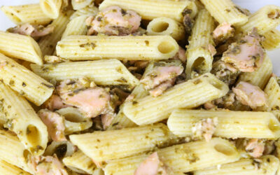 Penne Rigate amb Pesto genovese i salmó